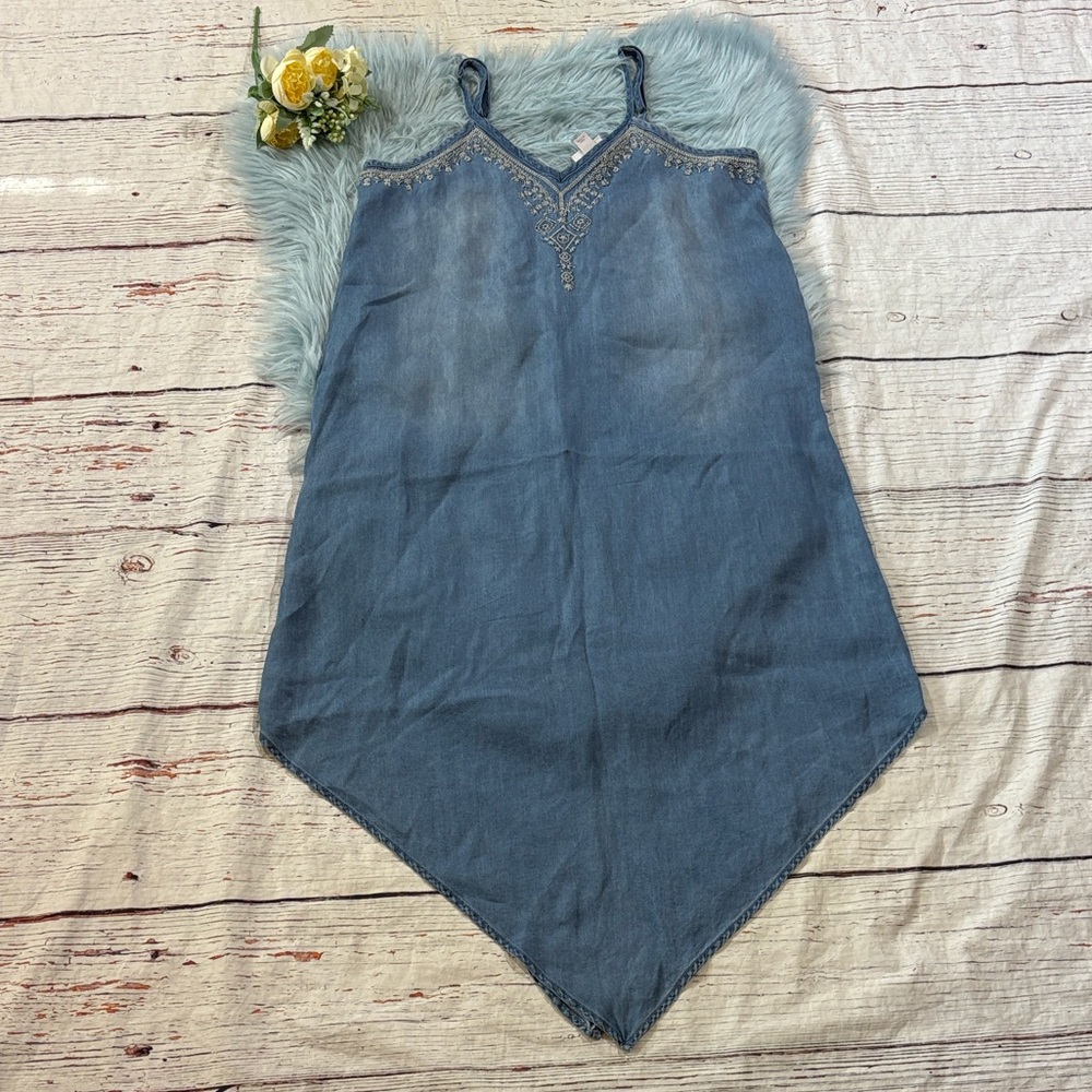 Knox Rose Embroidered Chambray Denim Dress sz S
